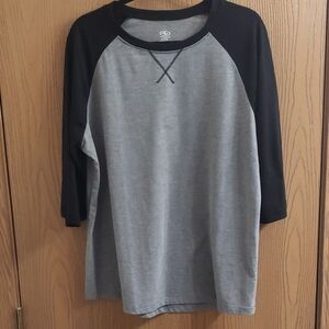 Athletic Works Black and Gray 3/4 Sleeve Tee